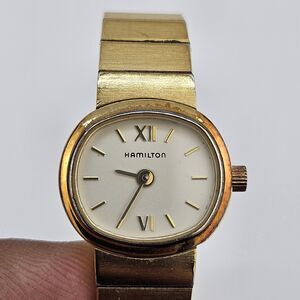 Hamilton Women's Watch 19MM Cream Dial Gold Case Bracelet 5.5" Wrist New Battery